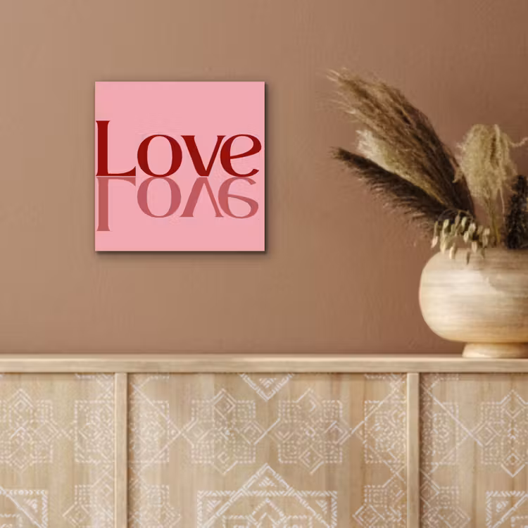 Love - Roze - Spiegeling aluminium wit klein -sfeer4