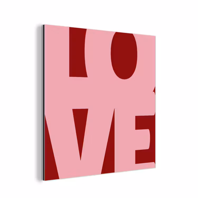 Love - Rood - Blokletters aluminium wit klein -3d