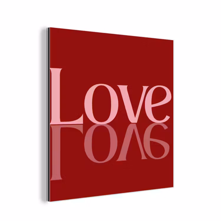 Love - Spiegeling - Rood aluminium wit klein -3d