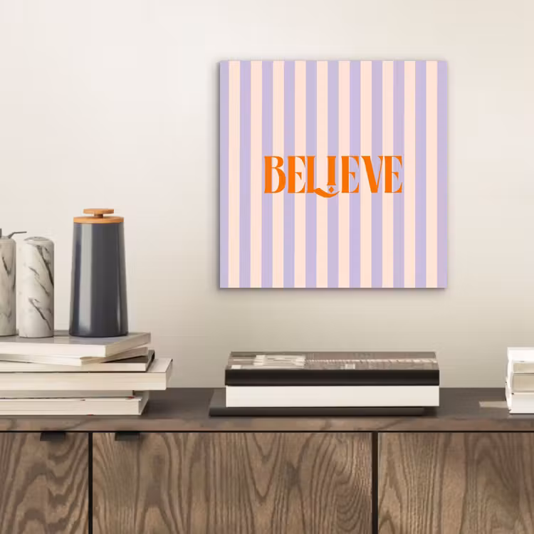 Lila - Oranje - Strepen - Believe aluminium wit klein -sfeer1