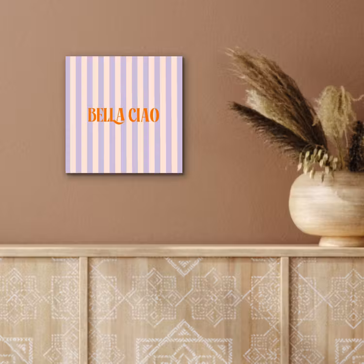 Lila - Oranje - Strepen - Bella Ciao aluminium wit klein -sfeer4