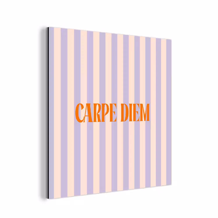 Lila - Oranje - Strepen - Carpe Diem aluminium wit klein -3d
