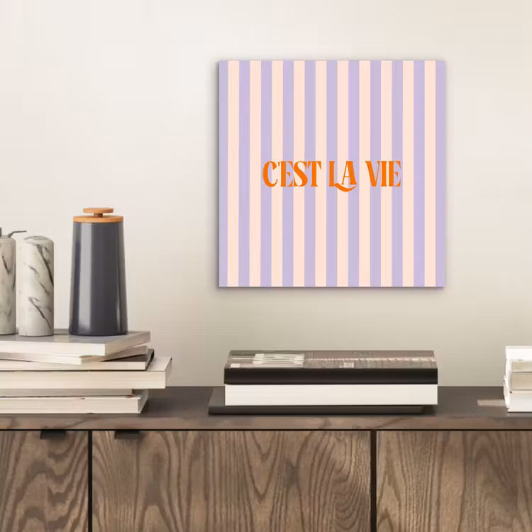 Lila - Oranje - Strepen - C'est La Vie aluminium wit klein -sfeer1