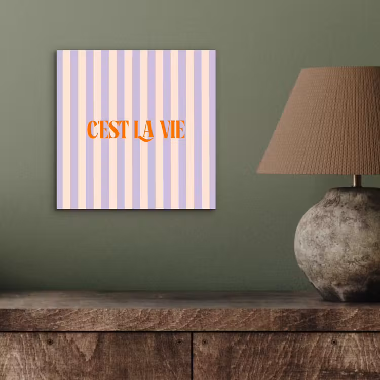 Lila - Oranje - Strepen - C'est La Vie aluminium wit klein -sfeer2