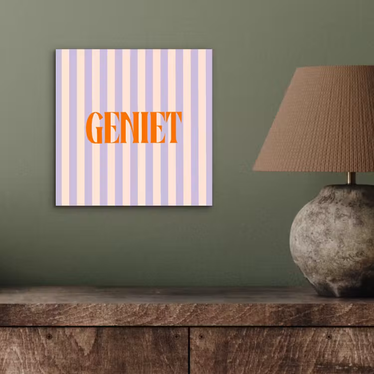 Lila - Oranje - Strepen - Geniet aluminium wit klein -sfeer2