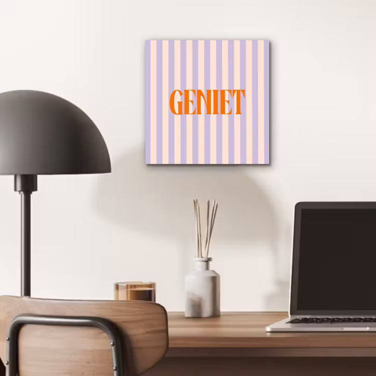 Lila - Oranje - Strepen - Geniet aluminium wit klein -sfeer5