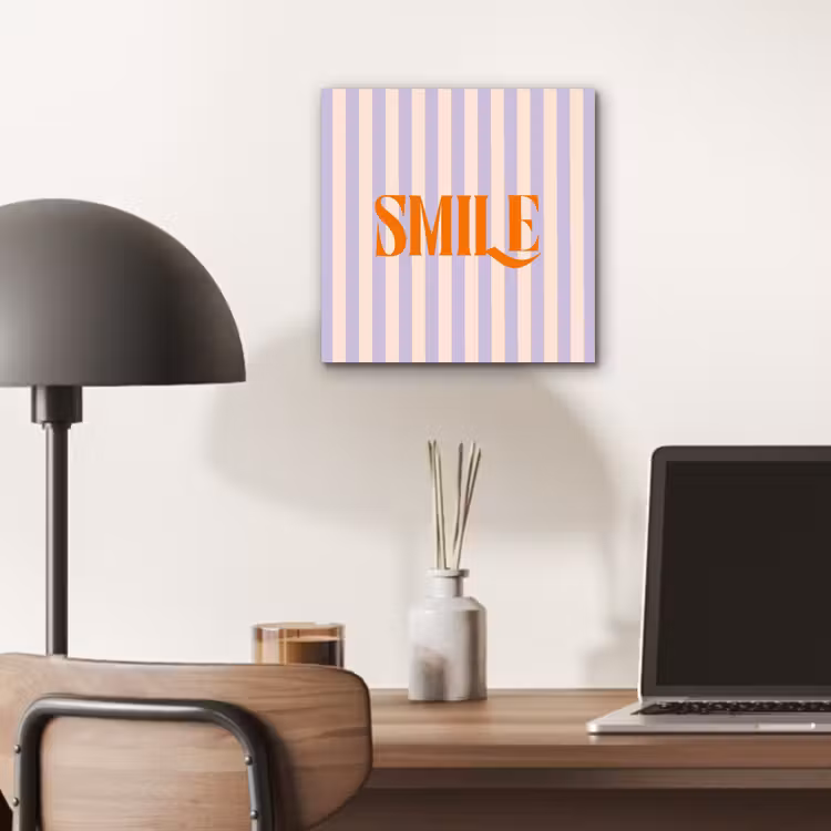 Lila - Oranje - Strepen - Smile aluminium wit klein -sfeer5