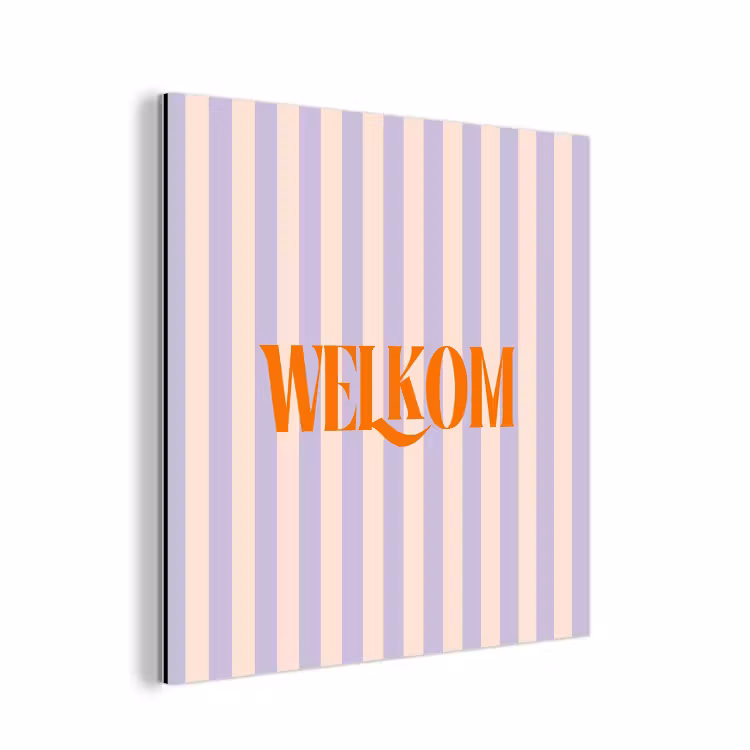 Lila - Oranje - Strepen - Welkom aluminium wit klein -3d