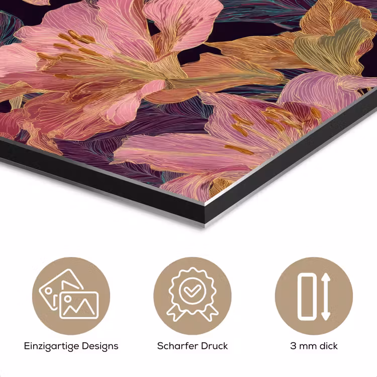Lelies - Patroon - Roze - Goud aluminium wit klein 46 -closeup_DE