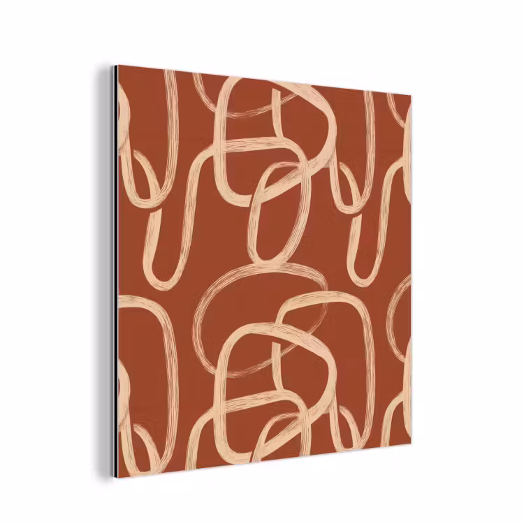 Lijnen - Abstract - Organisch - Terracotta - Crème aluminium wit klein 46 -3d