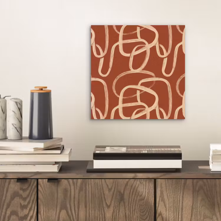 Lijnen - Abstract - Organisch - Terracotta - Crème aluminium wit klein 46 -sfeer1