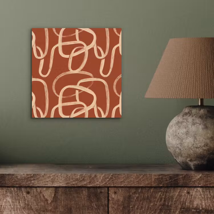 Lijnen - Abstract - Organisch - Terracotta - Crème aluminium wit klein 46 -sfeer2