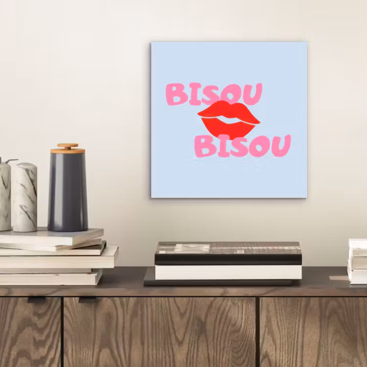 Lippen - Bisou - Blauw aluminium wit klein -sfeer1