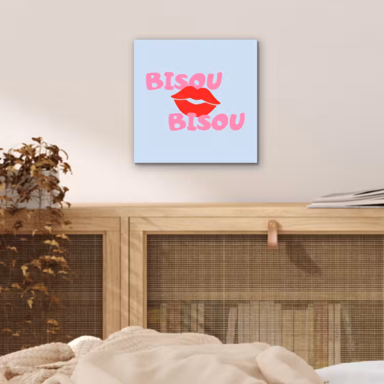 Lippen - Bisou - Blauw aluminium wit klein -sfeer3