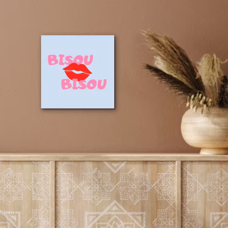 Lippen - Bisou - Blauw aluminium wit klein -sfeer4