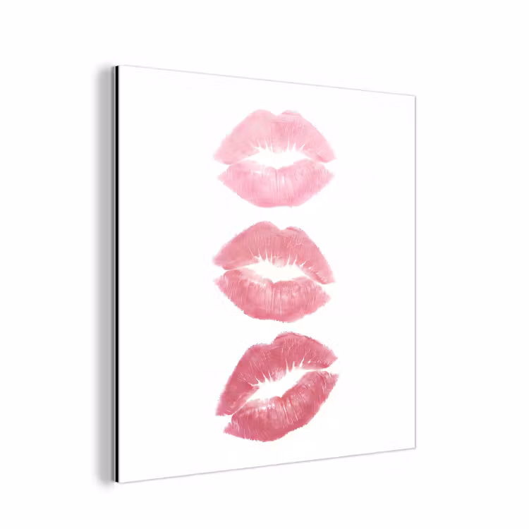 Lippen - Kusafdruk - Roze - Modern - Abstract aluminium wit klein -3d