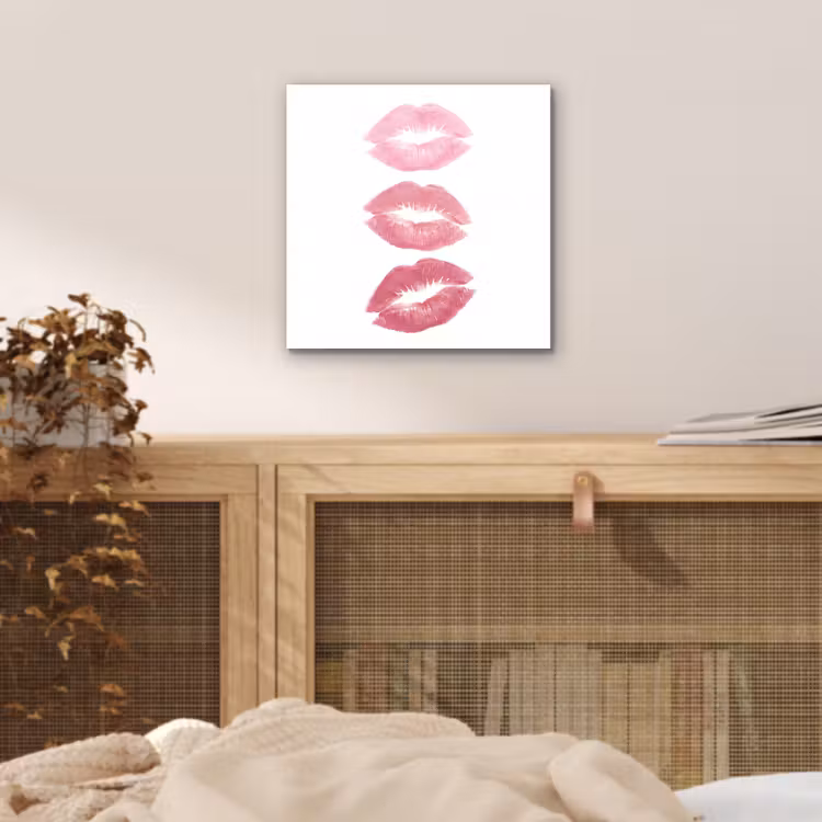 Lippen - Kusafdruk - Roze - Modern - Abstract aluminium wit klein -sfeer3