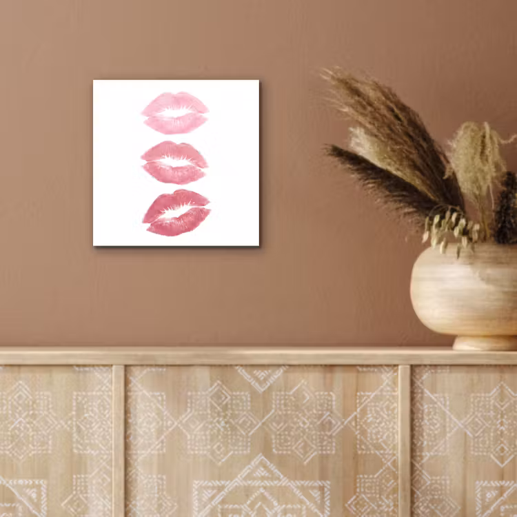 Lippen - Kusafdruk - Roze - Modern - Abstract aluminium wit klein -sfeer4