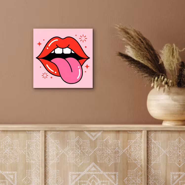 Lippen - Tong - Pop-art - Kleurrijk - Roze aluminium wit klein -sfeer4