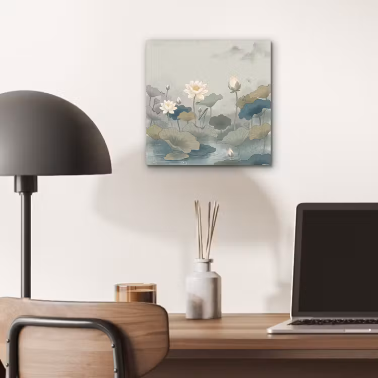 Lotus - Bloemen - Groen aluminium wit klein -sfeer5