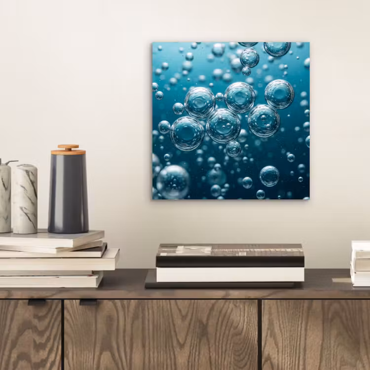 Luchtbellen - Dynamisch - Blauw aluminium wit klein -sfeer1