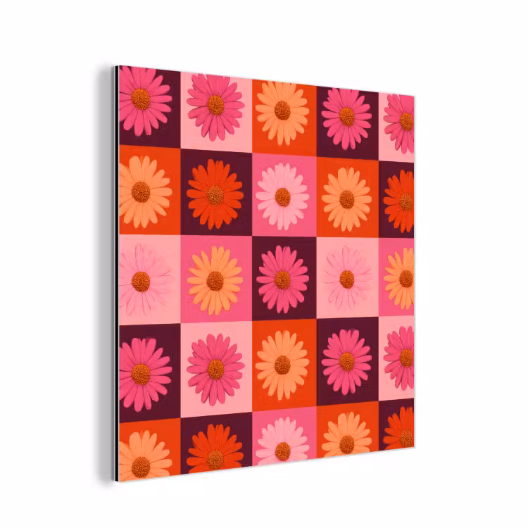 Madeliefjes - Dambord - Retro - Roze - Oranje aluminium wit klein 46 -3d