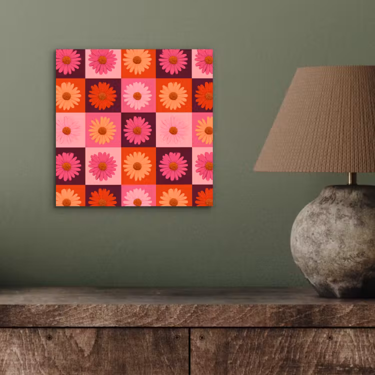Madeliefjes - Dambord - Retro - Roze - Oranje aluminium wit klein 46 -sfeer2