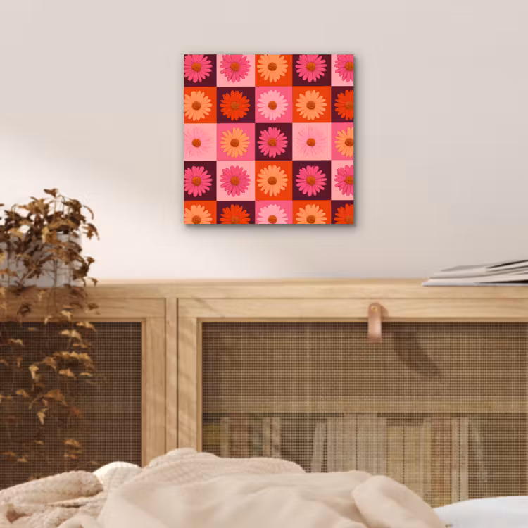 Madeliefjes - Dambord - Retro - Roze - Oranje aluminium wit klein 46 -sfeer3