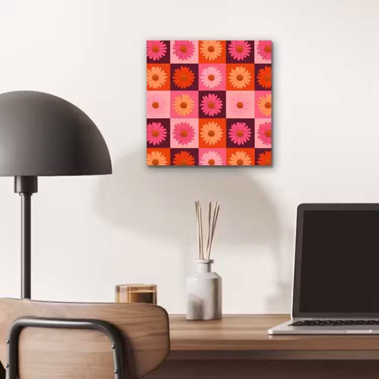 Madeliefjes - Dambord - Retro - Roze - Oranje aluminium wit klein 46 -sfeer5