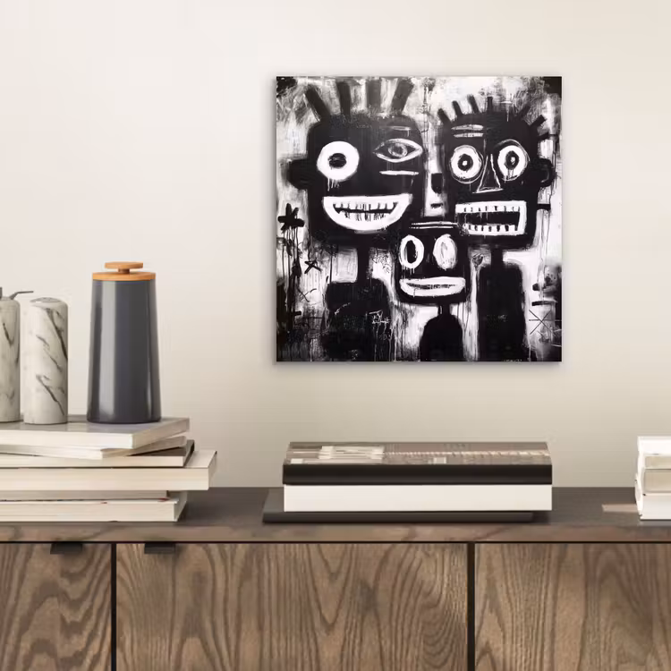 Schilderij - Figuren - Zwart - Abstract aluminium wit klein -sfeer1