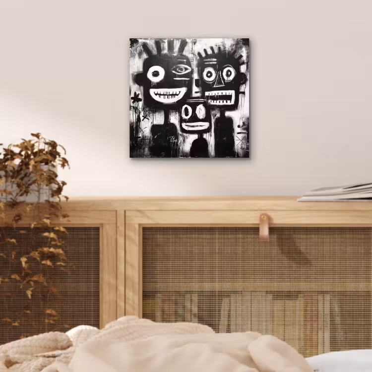 Schilderij - Figuren - Zwart - Abstract aluminium wit klein -sfeer3