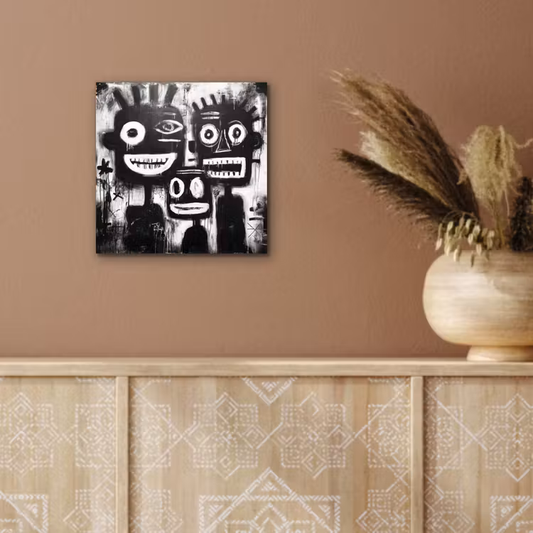 Schilderij - Figuren - Zwart - Abstract aluminium wit klein -sfeer4