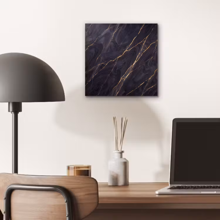 Marmer - Goudaders - Abstract - Modern - Zwart aluminium wit klein -sfeer5