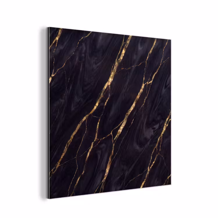 Marmer - Gouden aders - Abstract - Zwart aluminium wit klein -3d