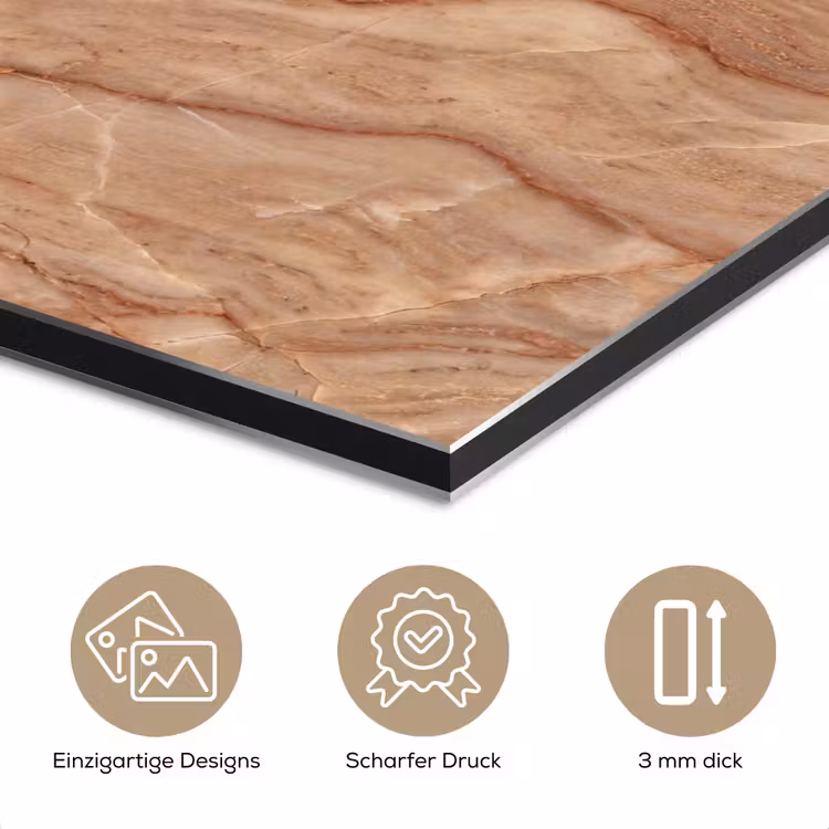 Marmer - Ader - Natuur - Abstract - Beige aluminium wit klein -closeup_DE
