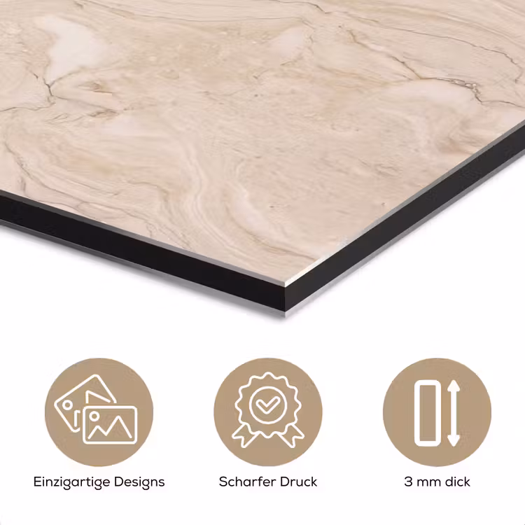Marmer - Patroon - Beige - Steen - Abstract aluminium wit klein -closeup_DE