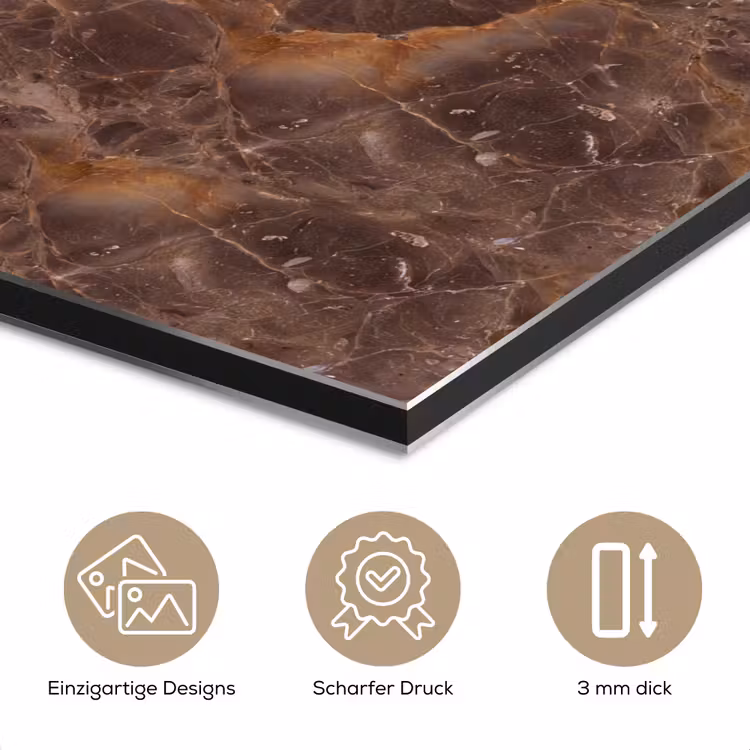 Marmer - Patroon - Natuur - Bruin - Goud aluminium wit klein -closeup_DE