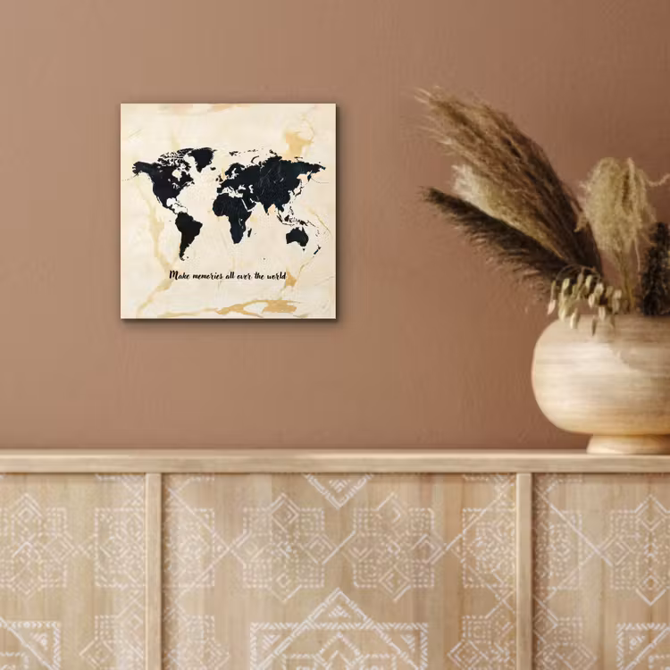 Marmer - Wereldkaart - Goud - Zwart aluminium wit klein -sfeer4