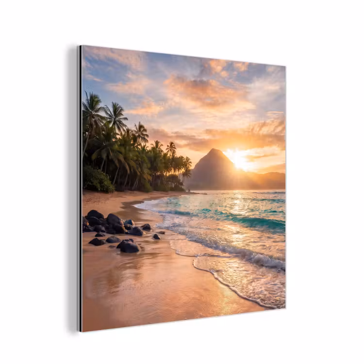 Zee - Berg - Landschap - Tropisch - Goud aluminium wit klein -3d