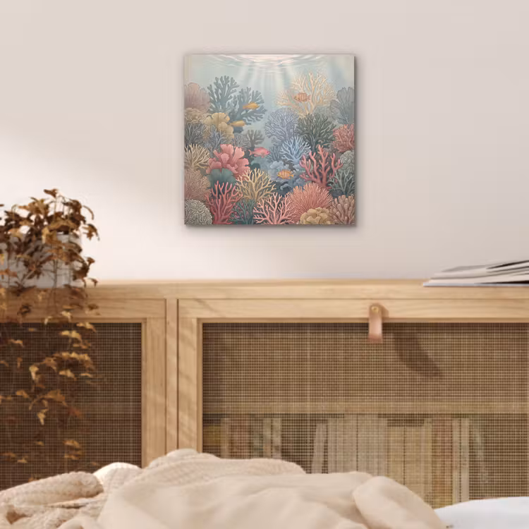 Zee - Koraal - Vis - Natuur - Kleurrijk aluminium wit klein -sfeer3