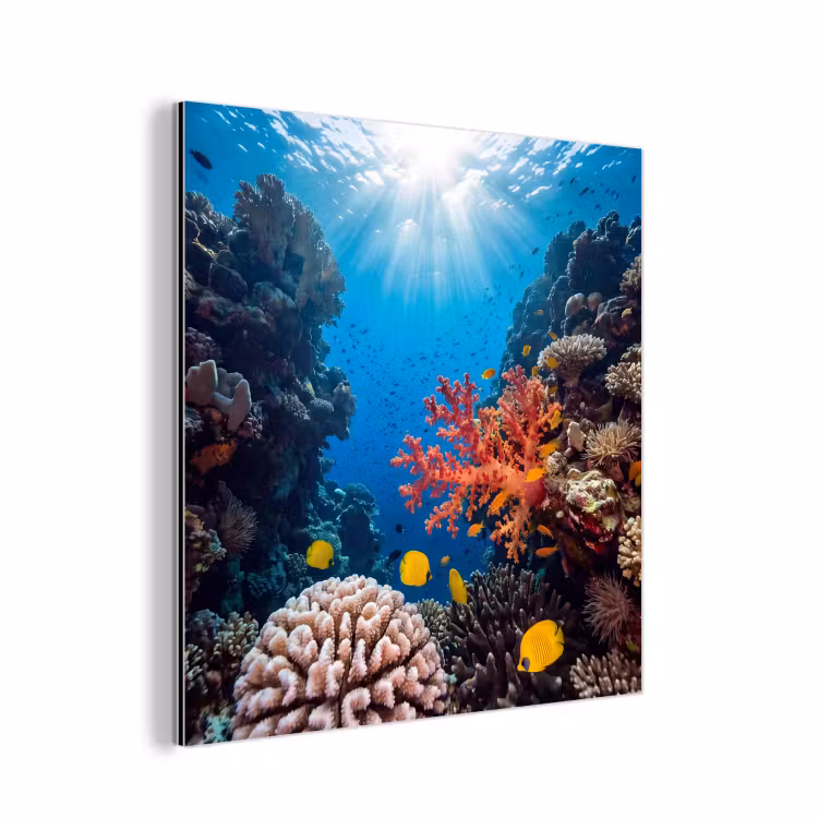 Zee - Koraalrif - Natuur - Levendig - Blauw aluminium wit klein -3d