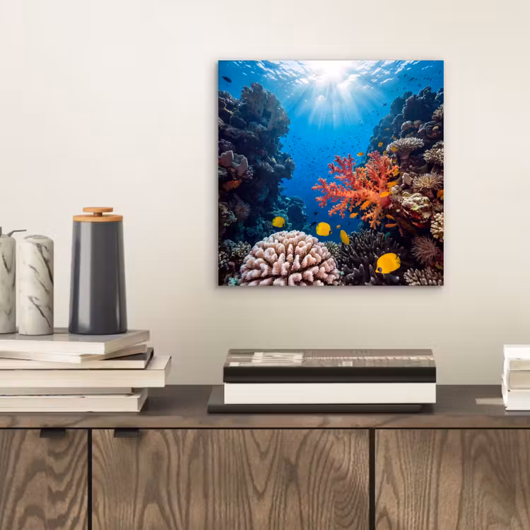 Zee - Koraalrif - Natuur - Levendig - Blauw aluminium wit klein -sfeer1