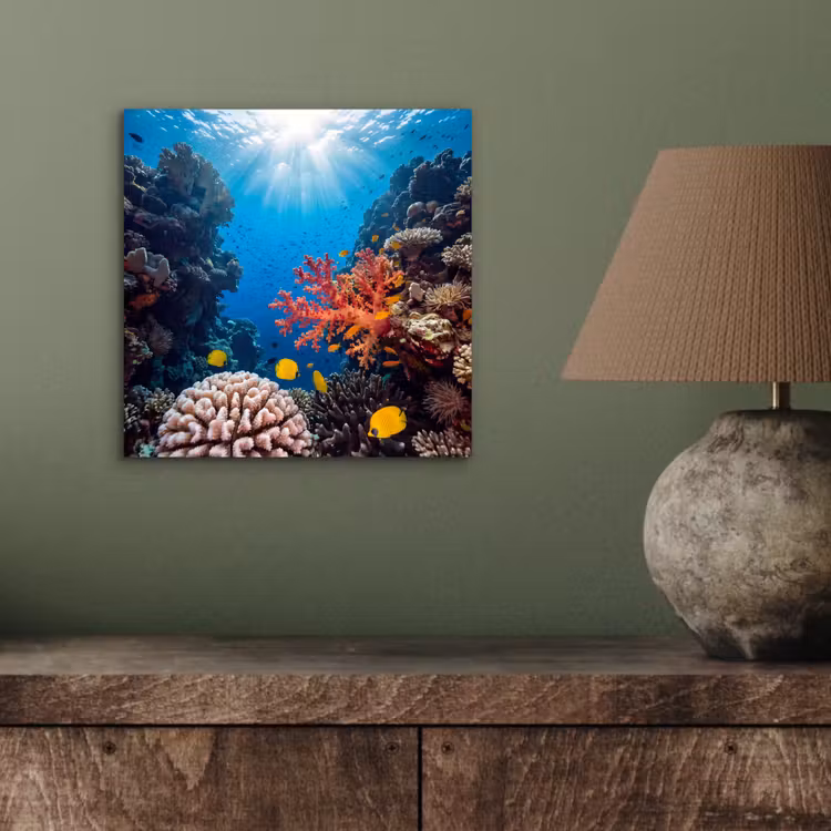 Zee - Koraalrif - Natuur - Levendig - Blauw aluminium wit klein -sfeer2