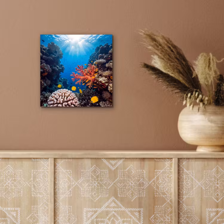 Zee - Koraalrif - Natuur - Levendig - Blauw aluminium wit klein -sfeer4