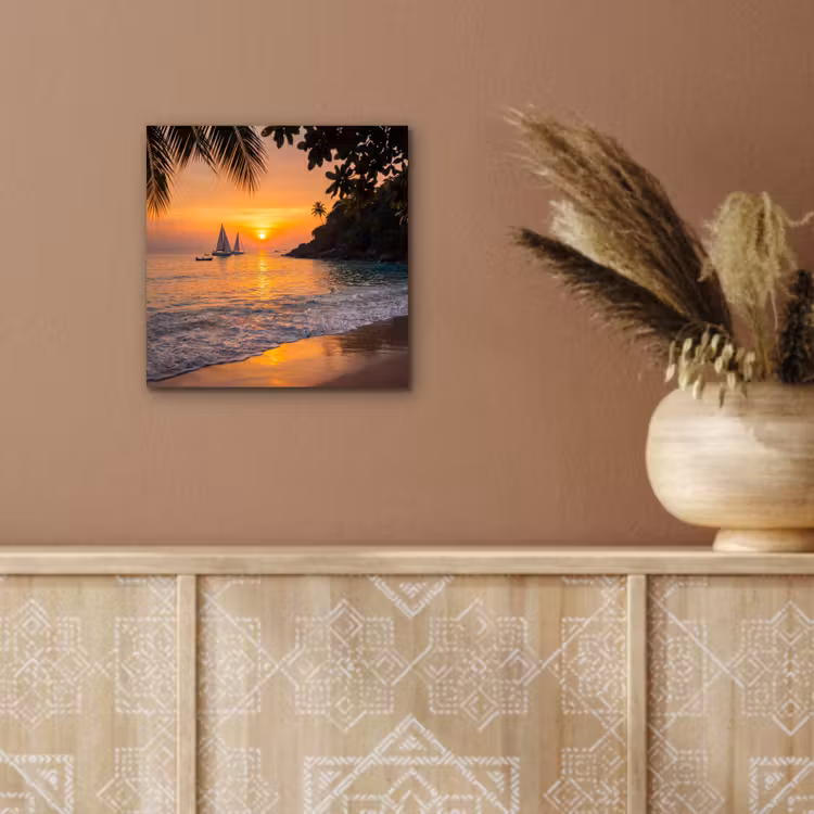 Zee - Zonsondergang - Boot - Natuur - Oranje aluminium wit klein -sfeer4