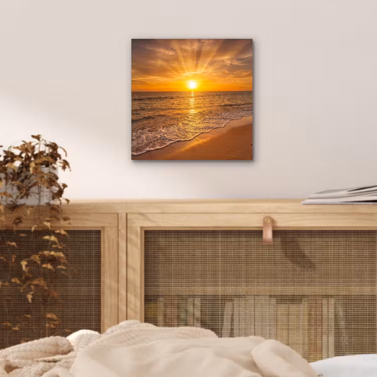 Zee - Zonsondergang - Golven - Kust - Oranje aluminium wit klein -sfeer3
