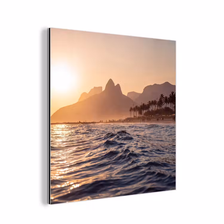 Zee - Golven - Zonsondergang - Kust - Goud aluminium wit klein -3d