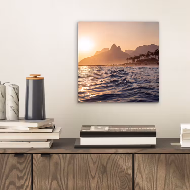 Zee - Golven - Zonsondergang - Kust - Goud aluminium wit klein -sfeer1