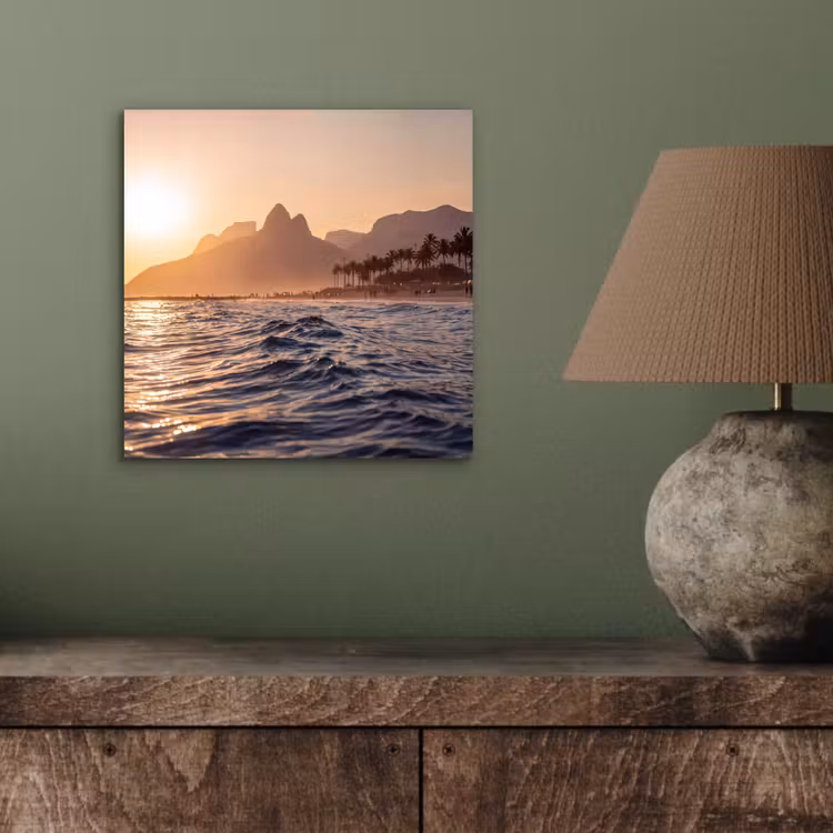 Zee - Golven - Zonsondergang - Kust - Goud aluminium wit klein -sfeer2