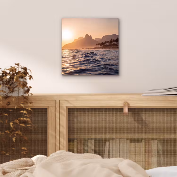 Zee - Golven - Zonsondergang - Kust - Goud aluminium wit klein -sfeer3